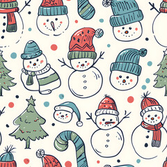 New Year and Christmas 2d cartoon or graphic advertising background, Seamless pattern