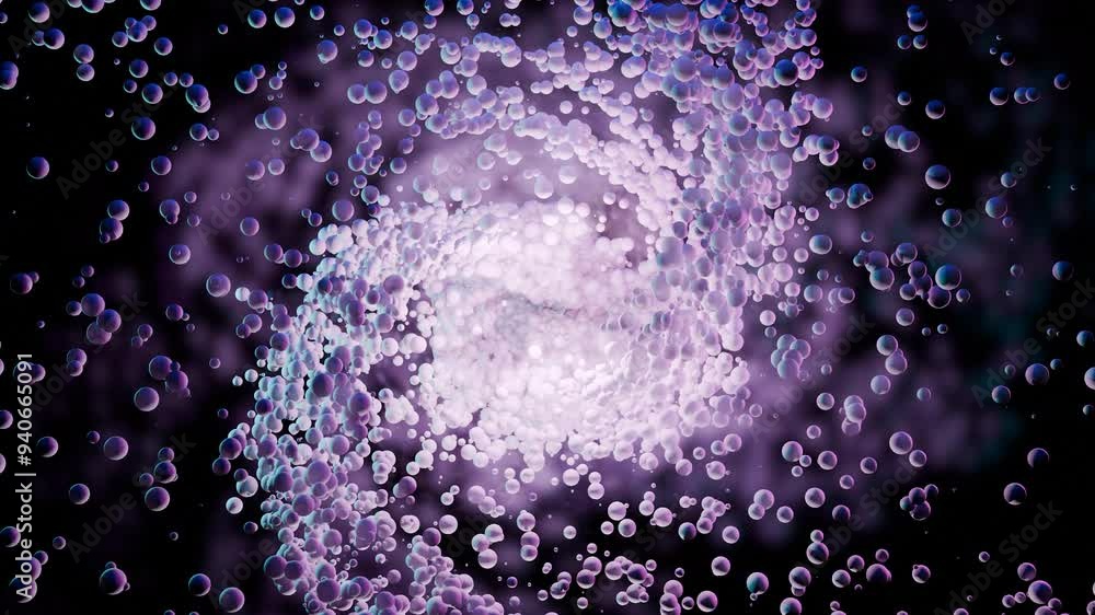 Poster a vivid abstract representation of a galaxy with bubbles and captivating light effects. design