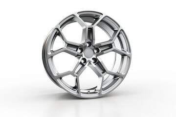 High quality 3D rendering of white alloy wheel for cars.