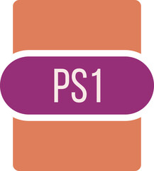 PS1 File extension icon rounded and color fill