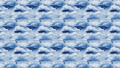 Obraz premium Serene Sky,Seamless Cloud Pattern