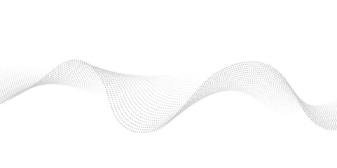 Abstract gray wave dynamic curve dots lines background. Energy technology concept halftone modern backdrop design for business, presentation, banner.