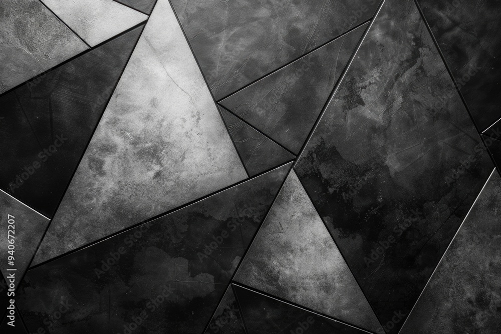 Poster abstract geometric pattern of black and grey triangles