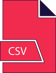 CSV File format icon in shapes 2 colors and side contour