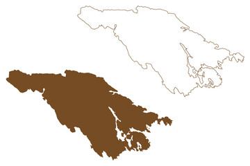 Ingaro island (Kingdom of Sweden) map vector illustration, scribble sketch Ingarö map