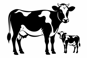 Cow silhouette Vector Illustration, Dairy cow