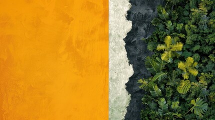 Vivid Contrast of Rainforest and Mined Land, showcasing the stark difference between lush biodiversity and the devastation caused by resource extraction, highlighting environmental impact.