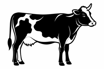 Cow silhouette Vector Illustration, Dairy cow