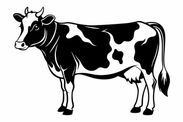 Cow silhouette Vector Illustration, Dairy cow