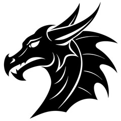 black dragon head logo silhouette illustration on white background