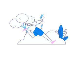 People exercising healthy running vector internet operation illustration

