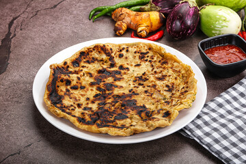 Indian cuisine stuffed Aloo paratha