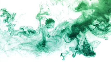 abstract vibrant green ink storm artwork, on white background