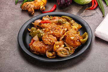 Chinese cuisine - prawn with chili sauce