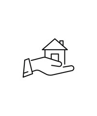 hand holding home icon, vector best line icon.