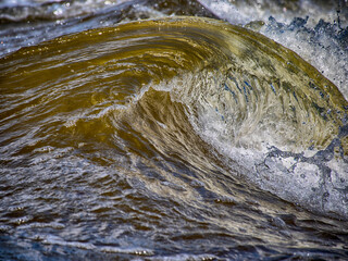 seascape, storm at sea, white waves crashing against the shore, Baltic Sea coast, Latvia