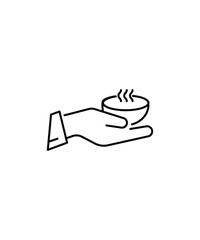 hand holding soup icon, vector best line icon.