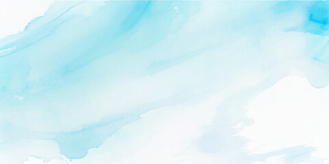 Abstract Sky blue Aquarelle paint paper textured canvas element, hand drawn watercolor illustration, painting soft blue textured on wet white paper, Light sky blue brush painted watercolor background.