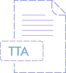 TTA File format icon rounded dashed outline