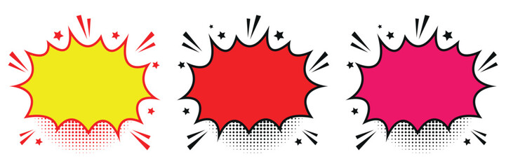 Retro empty comic speech bubbles set with black halftone shadow. Pop art style bubble speech collection. Vector illustration © ShafiqGFX