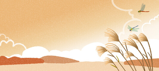 秋のススキと空の背景