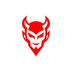 simple red devil logo vector illustration template design