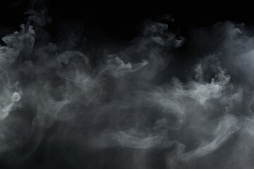 Fototapeta premium Fog and smoke overlays on black background with white clouds.