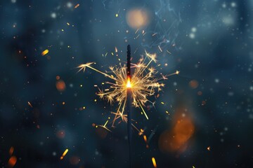 Fototapeta premium New Years celebration sparkler at night
