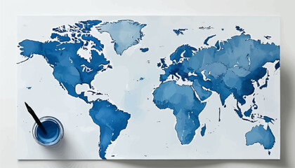 World Map Art: Watercolor Paint Pouring Technique
