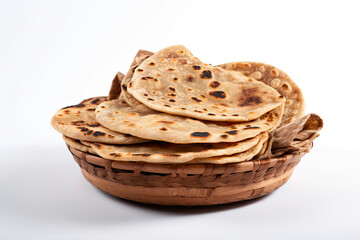 Obraz premium Traditional Indian Chapati (Roti): A Soft and Nutritious Flatbread Made from Whole Wheat Flour, Essential in Indian Cuisine, Perfect for Serving with a Variety of Flavorsome Indian Dishes
