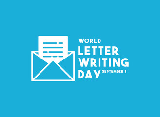 World Letter Writing Day. September 1. Blue background.