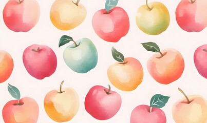 flat illustration of apples pattern, Generative AI