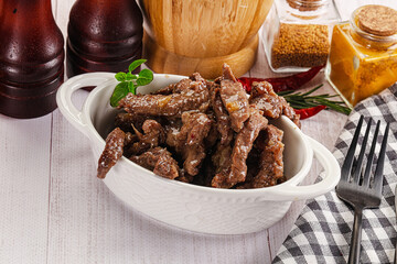 Stew beef slices with gravy