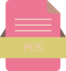 PDS file icon with color and rounded corners and folded doc