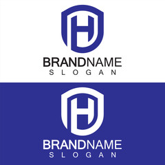 Abstract Letter H Shield Logo Design. Shield Line shape letter H monogram for company Security logo, Cyber, Protection, Guardian Logotype.
