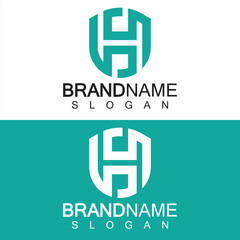 Fototapeta premium Abstract Letter H Shield Logo Design. Shield Line shape letter H monogram for company Security logo, Cyber, Protection, Guardian Logotype.