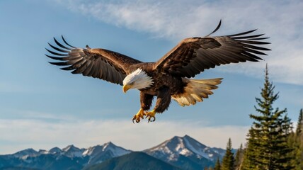 Obraz premium Eagle in flight mountain landscape
