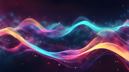 A colorful wave of light with a blue and red stripe