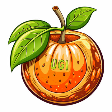 Orange Fruit with Green Leaves and UGI Text