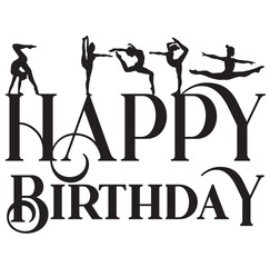 Happy Birthday gymnastic girl sign design elements