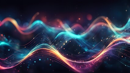 The image is a colorful wave with a lot of sparkles