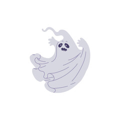 Vector illustrations for Halloween with a scary ghost isolated on a white background.