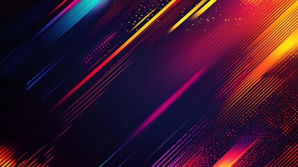 Fototapeta premium Abstract Diagonal Lines with Red, Yellow, and Blue Highlights on a Dark Background