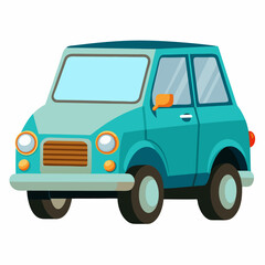 A Teal Vintage Car with Orange Details