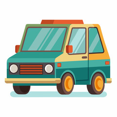 Retro Car with Green, Yellow, and Orange Color Scheme