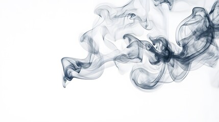 Floating Smoke Swirls: Ethereal smoke swirls in various patterns, floating gracefully against a pure white background.
