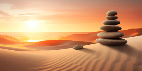 Obraz premium Serenity on sandy dunes at sunset