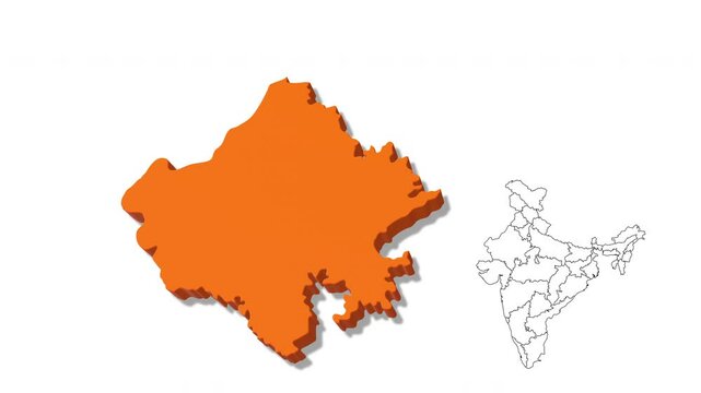 India Map Showing Rajasthan State in Detail