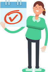 Girl Character and Check Mark Sign
