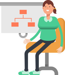 Girl Character Presenting Organization Chart
